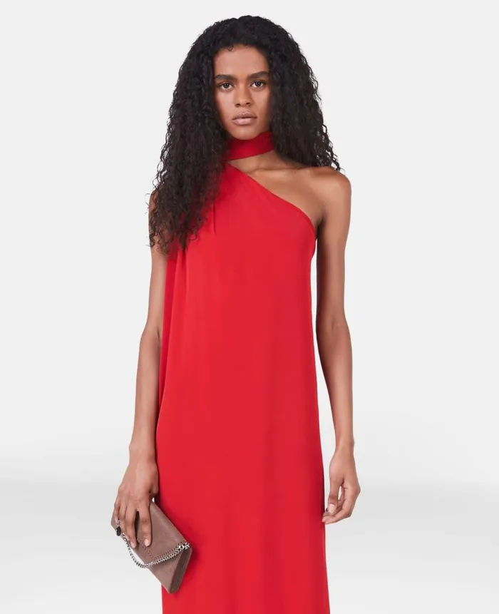 Women Dresses Stella McCartney OneShoulder Scarf Maxi Dress Lipstick Red