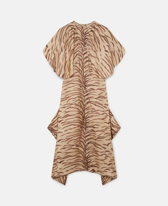 Women Dresses Stella McCartney Tiger Print Puff Sleeve Maxi Dress Natural Tiger Print Women Dresses Stella McCartney Tiger Print Puff Sleeve Maxi Dress Natural Tiger Print