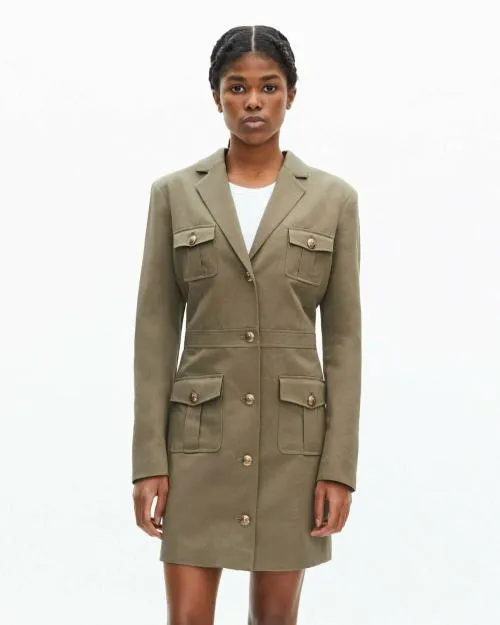 Women Dresses The Kooples Khaki OfficerStyle Dress Kaki