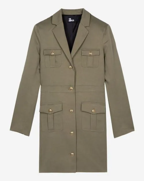 Women Dresses The Kooples Khaki OfficerStyle Dress Kaki