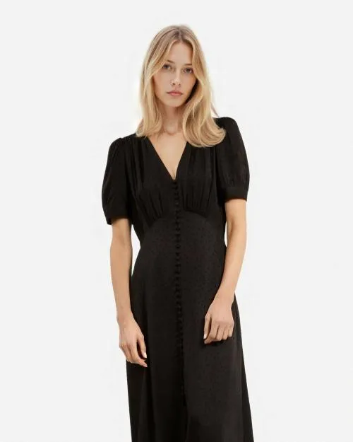 Women Dresses The Kooples Long Black Dress With Buttons Black