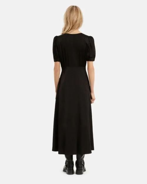 Women Dresses The Kooples Long Black Dress With Buttons Black