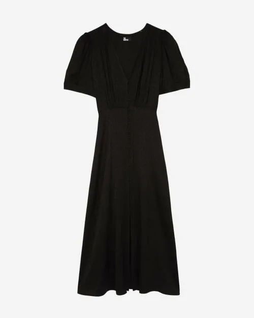 Women Dresses The Kooples Long Black Dress With Buttons Black