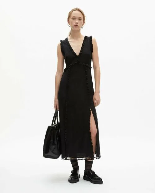 Women Dresses The Kooples Long Black Lace Dress Black