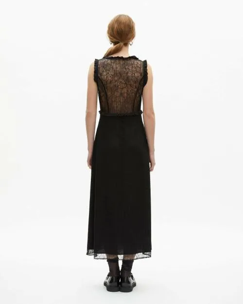 Women Dresses The Kooples Long Black Lace Dress Black