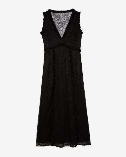 Women Dresses The Kooples Long Black Lace Dress Black