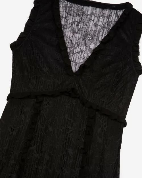 Women Dresses The Kooples Long Black Lace Dress Black