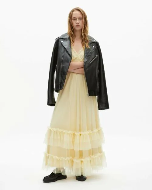 Women Dresses The Kooples Long Yellow Tulle Dress Light Yellow