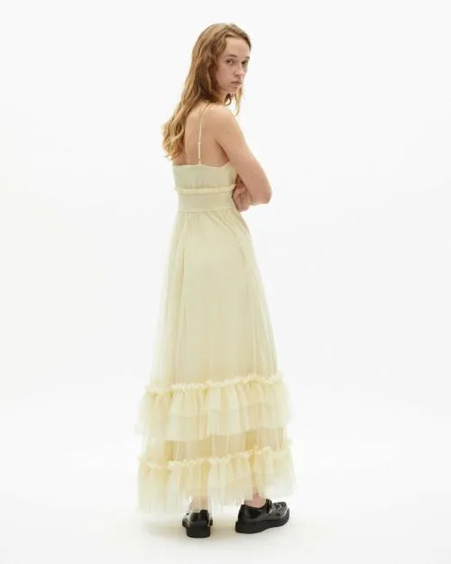 Women Dresses The Kooples Long Yellow Tulle Dress Light Yellow