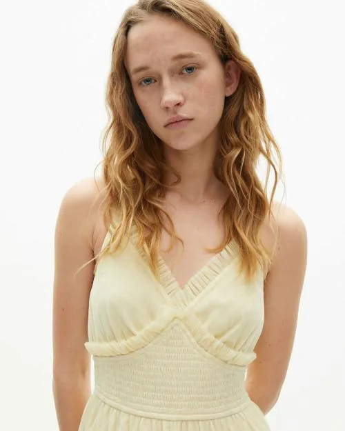 Women Dresses The Kooples Long Yellow Tulle Dress Light Yellow
