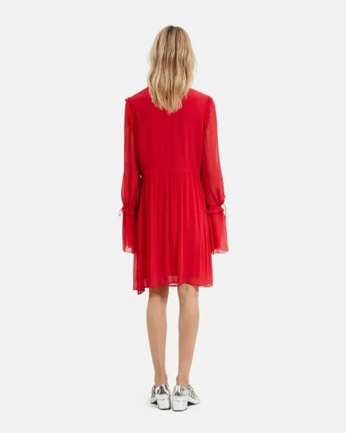 Women Dresses The Kooples Short Dress With Red Ruffles Red Burgundy