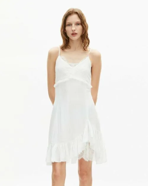 Women Dresses The Kooples Short Ecru Lace Detail Dress Ecru