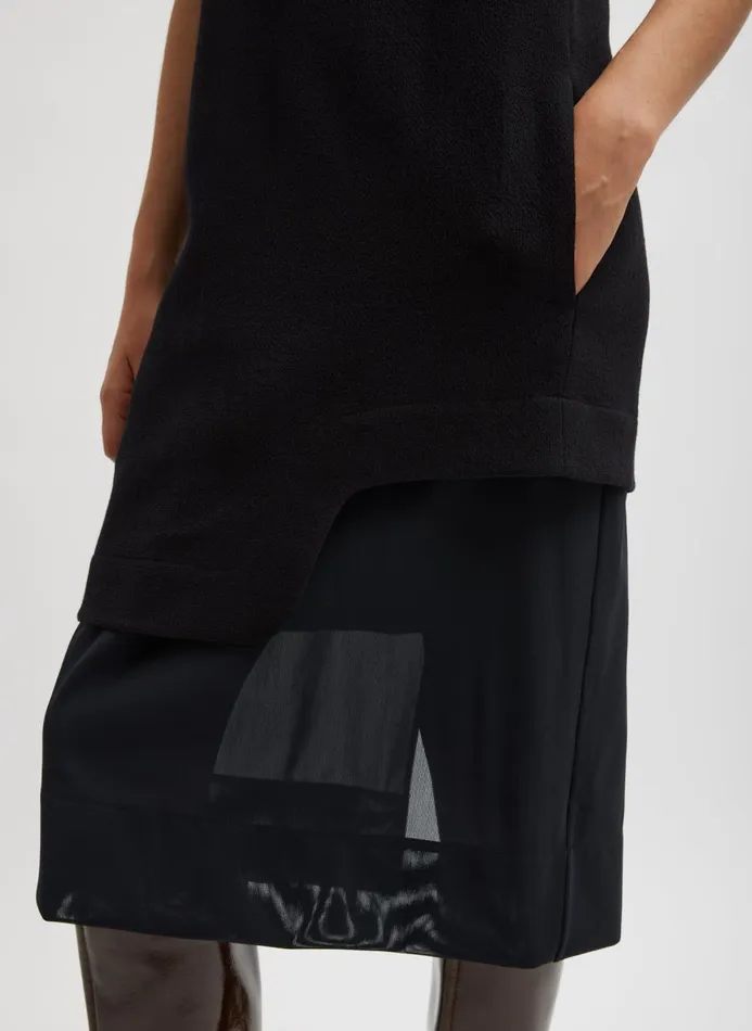 Women Dresses Tibi Melee Crepe VNeck Power Mesh Combo Dress Black