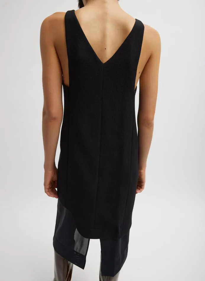 Women Dresses Tibi Melee Crepe VNeck Power Mesh Combo Dress Black