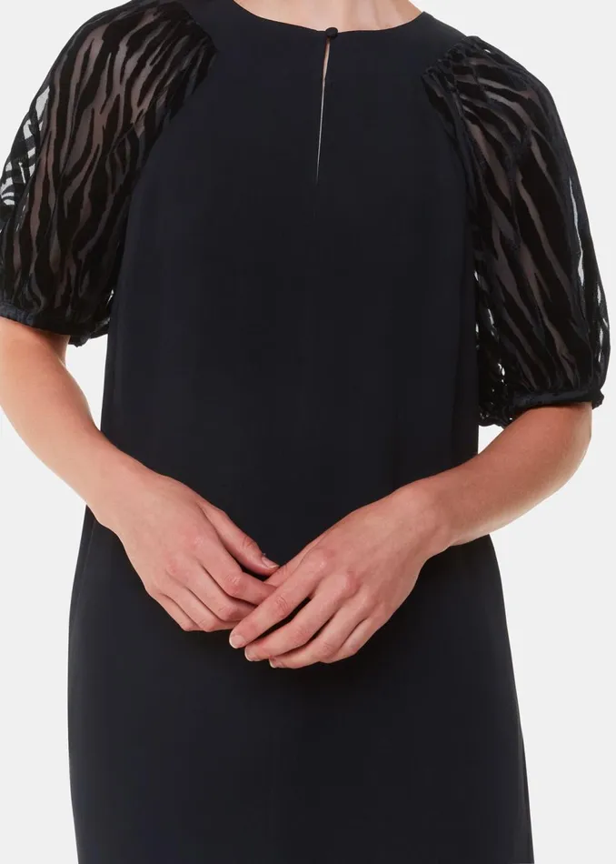 Women Dresses Whistles Black Lucy Zebra Velvet Sleeve Dress