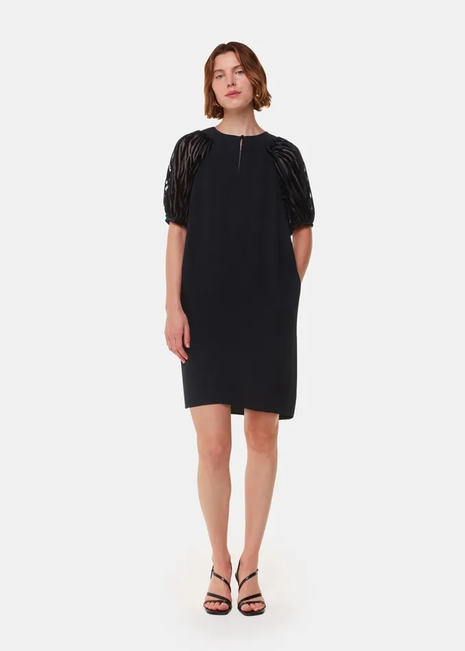 Women Dresses Whistles Black Lucy Zebra Velvet Sleeve Dress