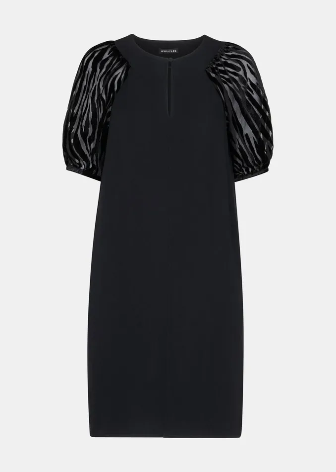 Women Dresses Whistles Black Lucy Zebra Velvet Sleeve Dress