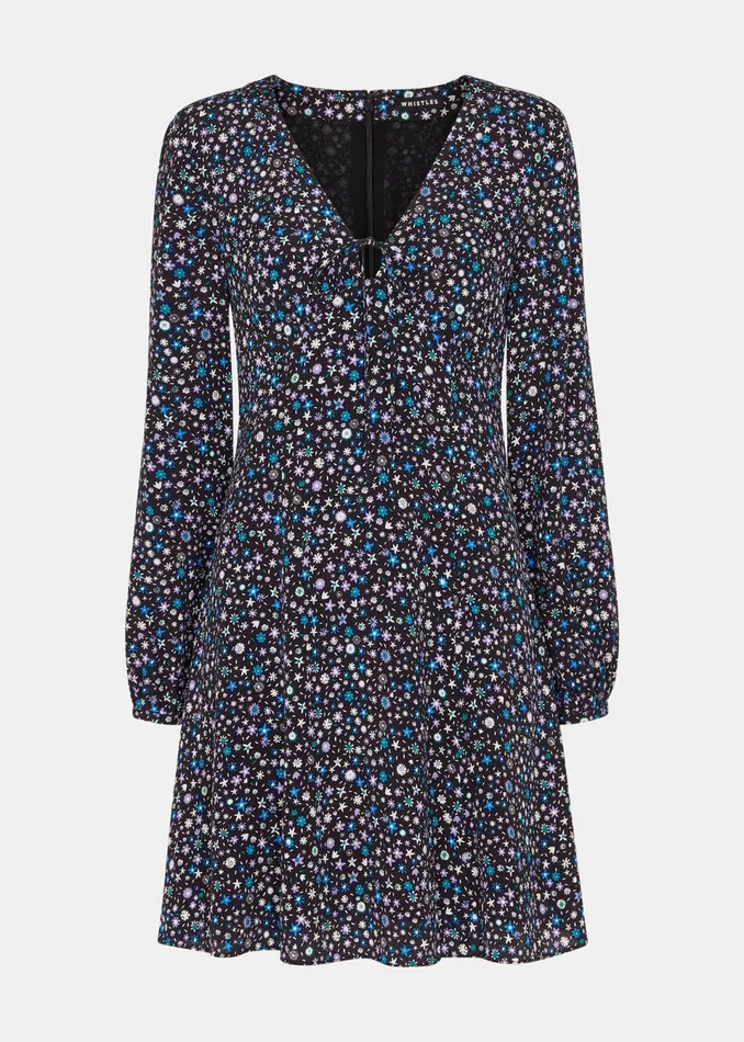 Women Dresses Whistles Black Painted Garden Dress