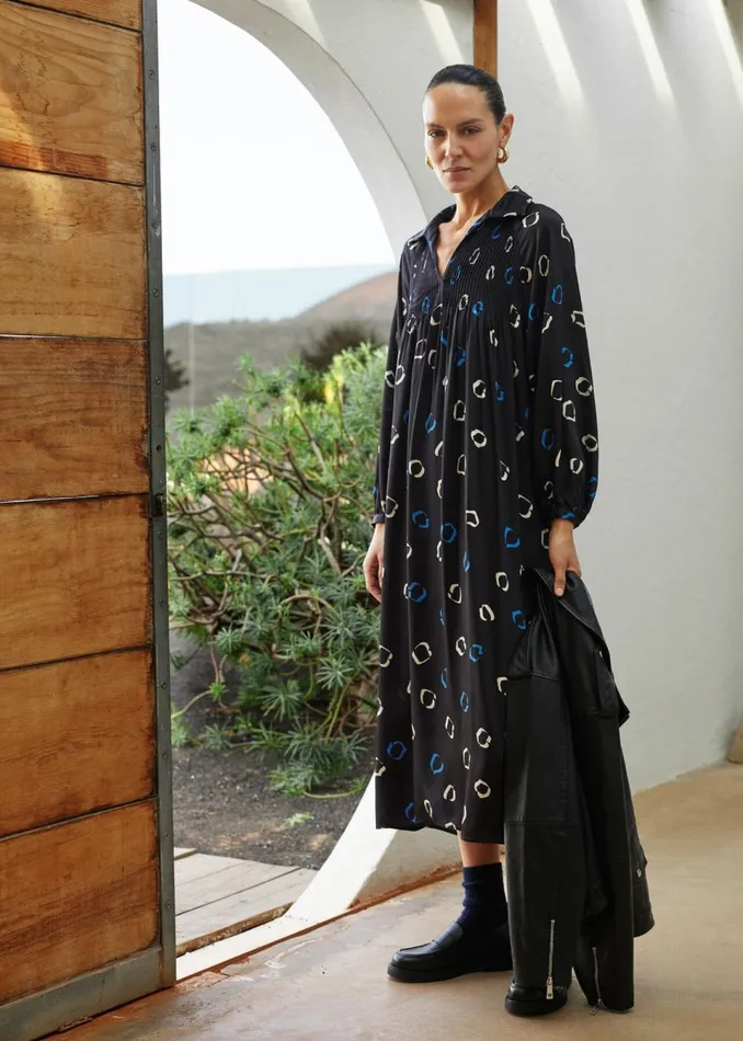 Women Dresses Whistles Black Scattered Hoops Midi Dress