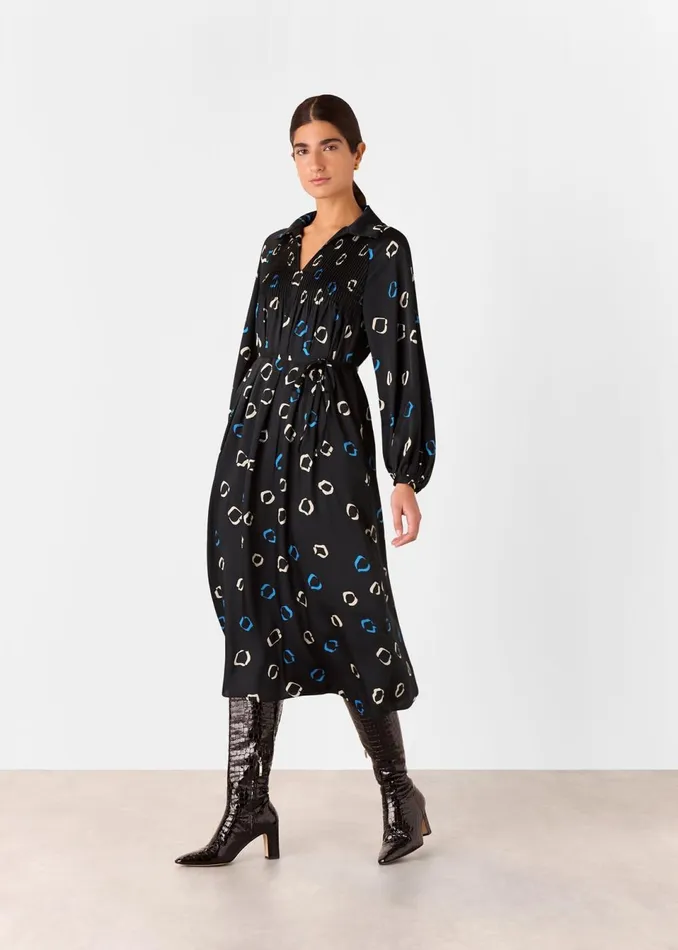 Women Dresses Whistles Black Scattered Hoops Midi Dress