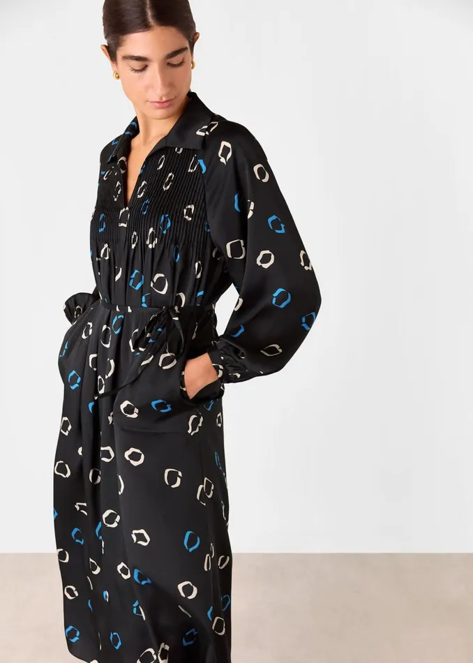 Women Dresses Whistles Black Scattered Hoops Midi Dress