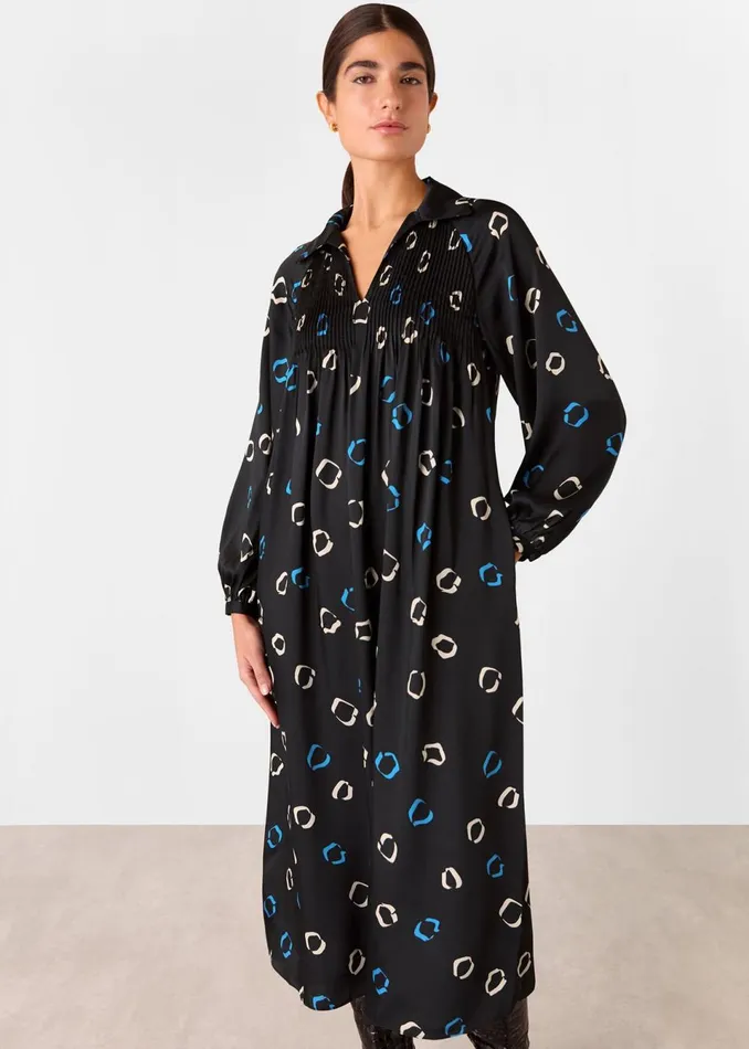 Women Dresses Whistles Black Scattered Hoops Midi Dress