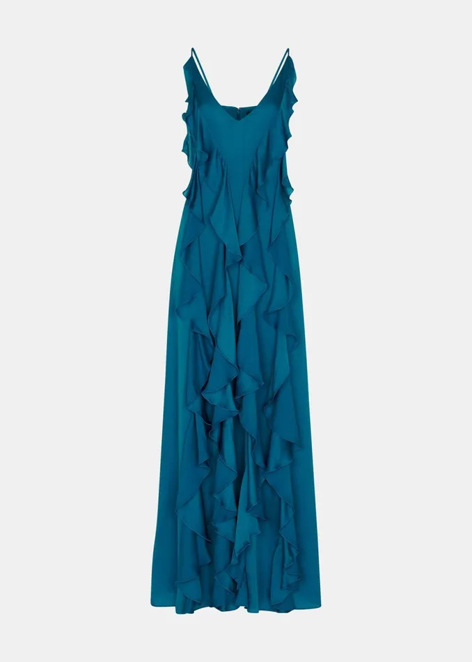 Women Dresses Whistles Blue Ruffle Maxi Dress