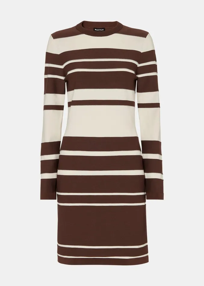Women Dresses Whistles Brown Variegated Stripe Knit Dress