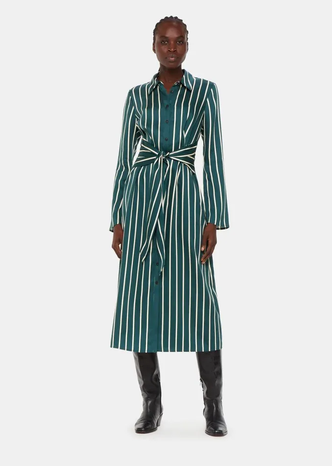 Women Dresses Whistles Green Alex Stripe Shirt Dress