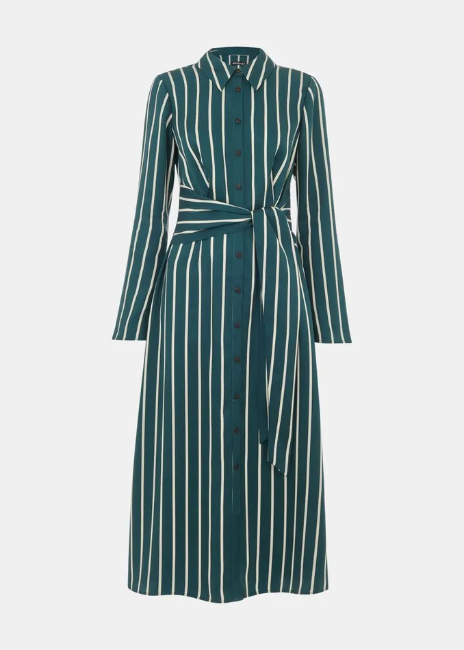 Women Dresses Whistles Green Alex Stripe Shirt Dress