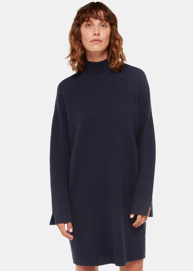 Women Dresses Whistles Navy Amelia Wool Knitted Dress