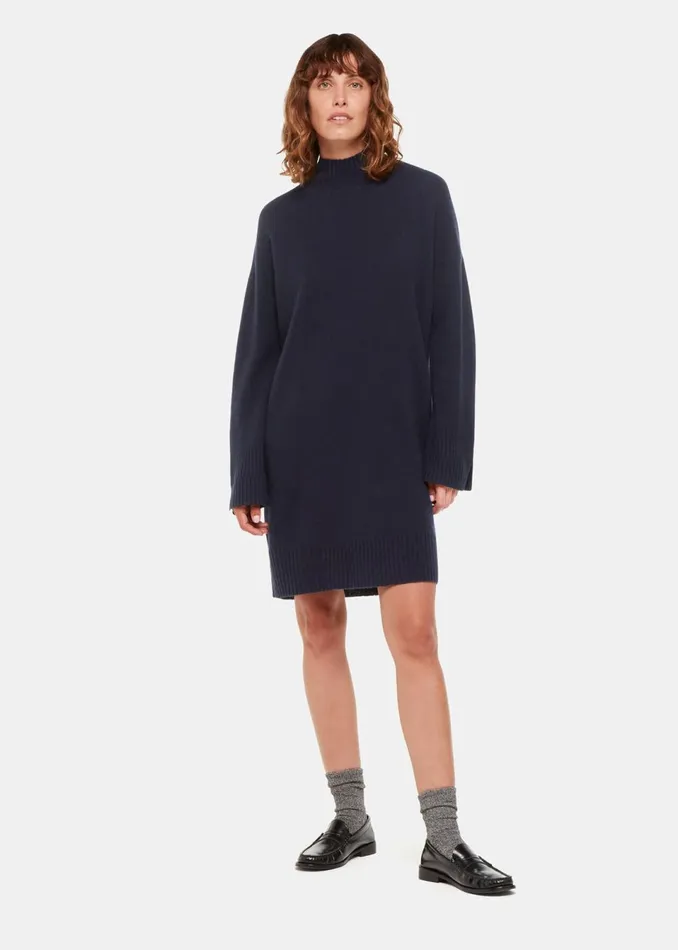 Women Dresses Whistles Navy Amelia Wool Knitted Dress