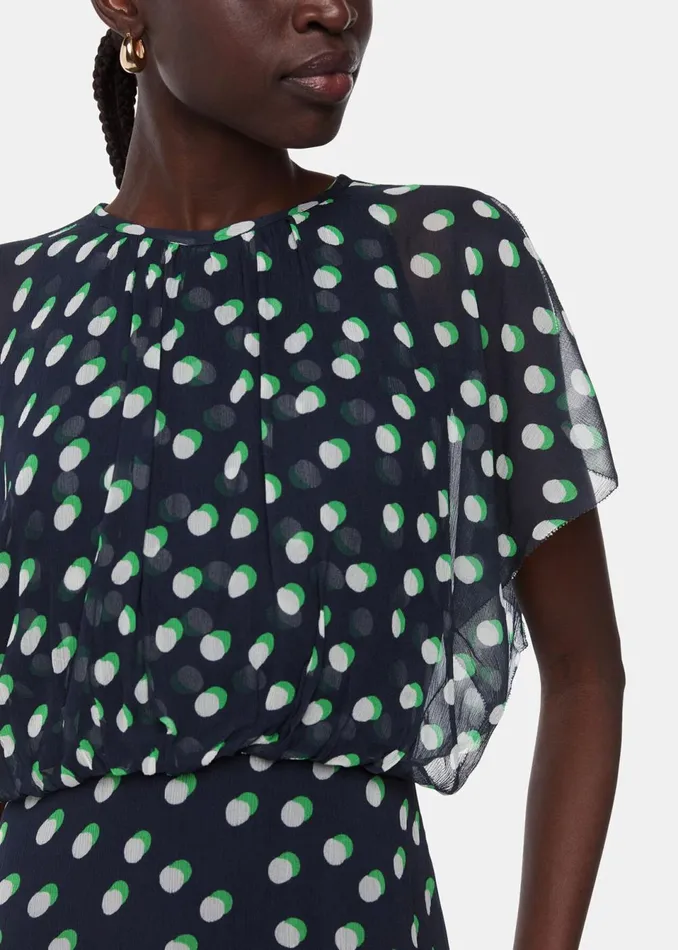 Women Dresses Whistles Navy Moon Spot Print Midi Dress