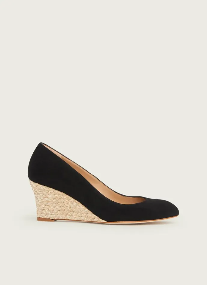 Women Eevi Black Suede Espadrille Wedges Black LKBennett Court Shoes