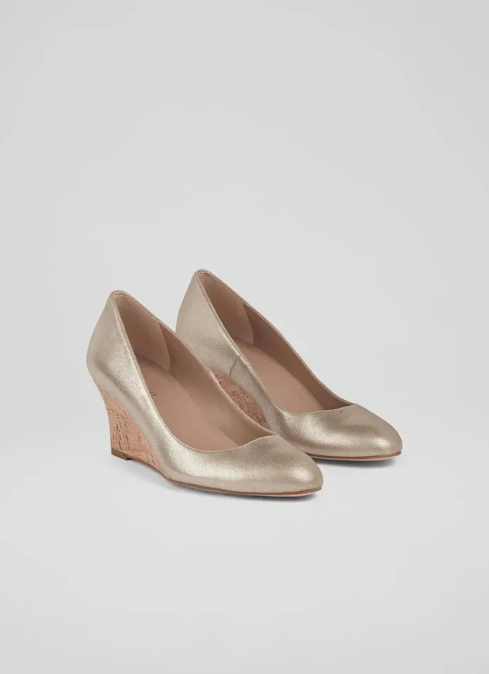 Women Eevi Gold Suede Cork Wedges Gold LKBennett Court Shoes Women Eevi Gold Suede Cork Wedges Gold LKBennett Court Shoes