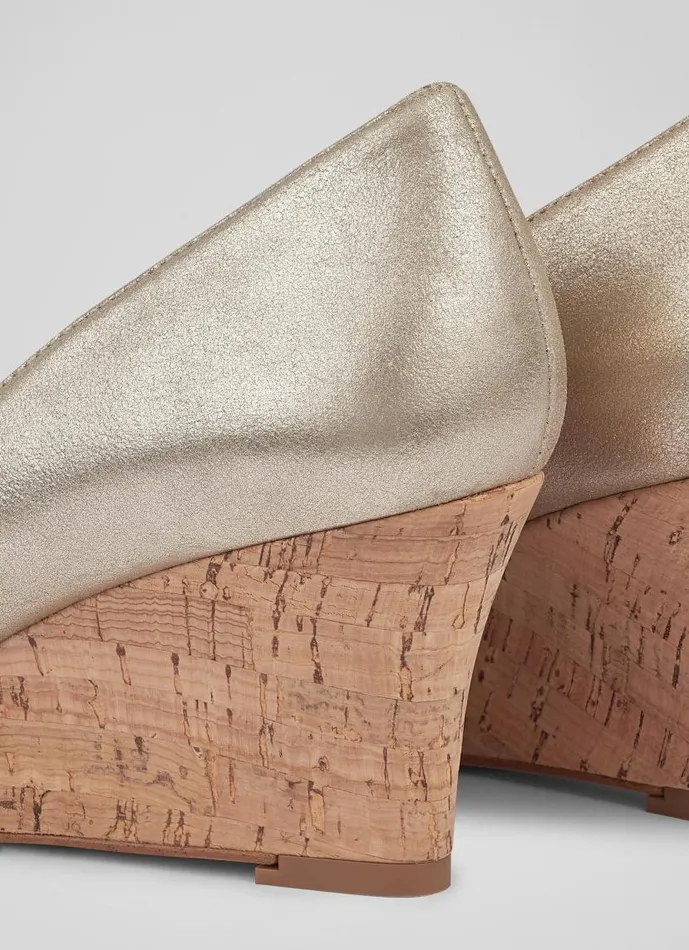 Women Eevi Gold Suede Cork Wedges Gold LKBennett Court Shoes Women Eevi Gold Suede Cork Wedges Gold LKBennett Court Shoes