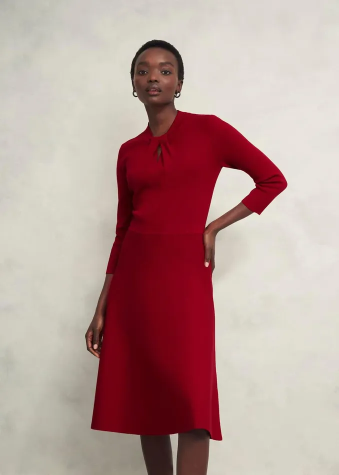 Women Effie Knitted Dress True Red Hobbs Dresses and Jumpsuits