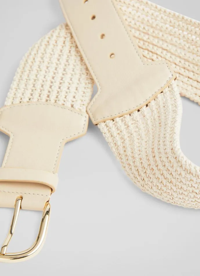 Women Eliana Cream Woven Cotton And Leather Wide Belt LKBennett Belts Women Eliana Cream Woven Cotton And Leather Wide Belt LKBennett Belts