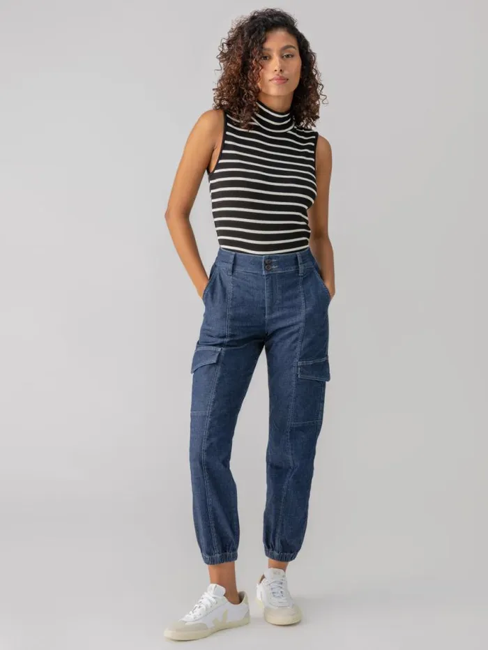 Women Essential Sleeveless Mock Neck Tank Black Chalk Stripe Sanctuary Clothing Sweaters and Cardis Women Essential Sleeveless Mock Neck Tank Black Chalk Stripe Sanctuary Clothing Sweaters and Cardis