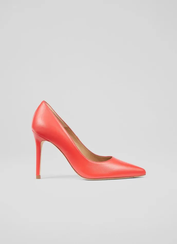 Women Fern Red Leather Pointed Toe Courts Red LKBennett Court Shoes