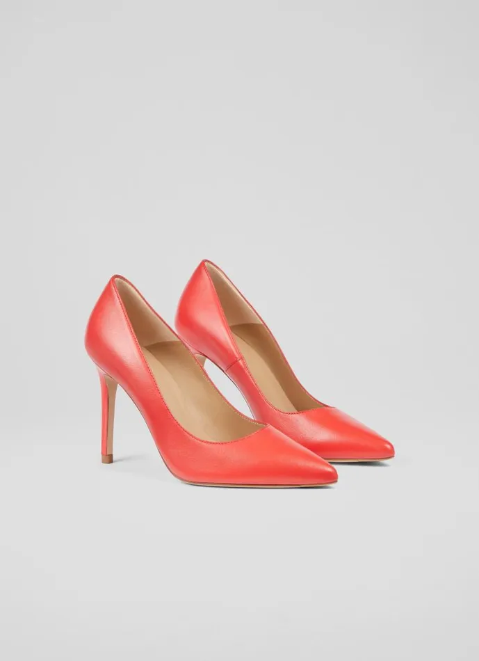 Women Fern Red Leather Pointed Toe Courts Red LKBennett Court Shoes