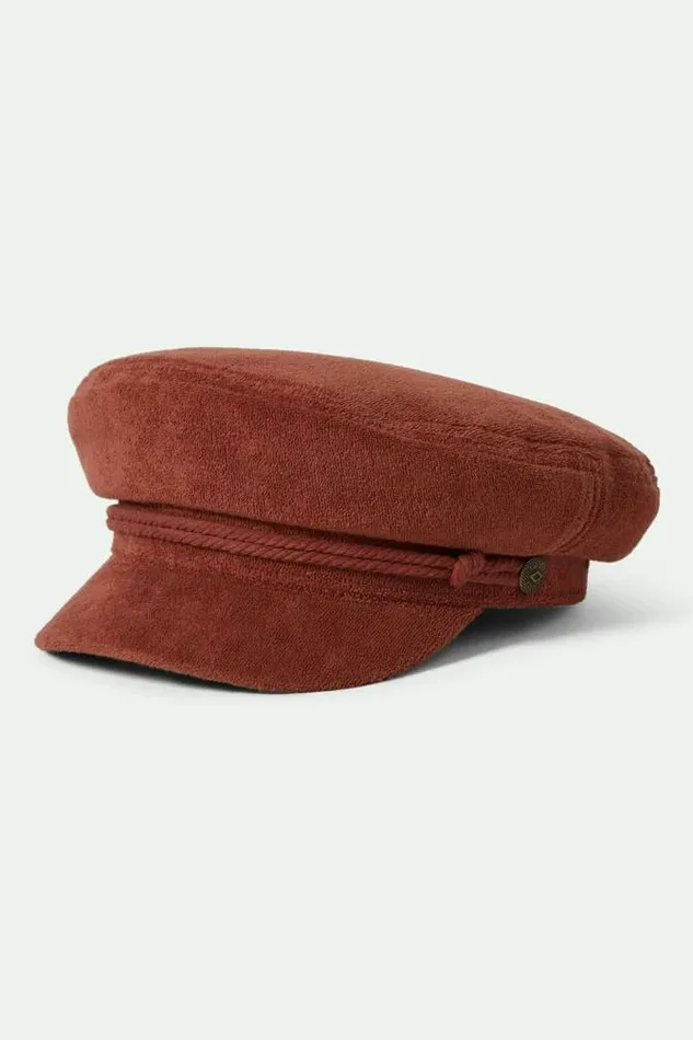 Women Fiddler Fisherman Cap Burnt Brick Terry Cloth Brixton Caps