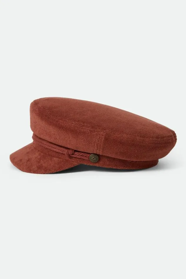 Women Fiddler Fisherman Cap Burnt Brick Terry Cloth Brixton Caps