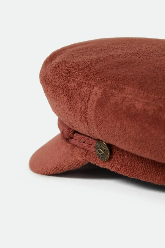 Women Fiddler Fisherman Cap Burnt Brick Terry Cloth Brixton Caps
