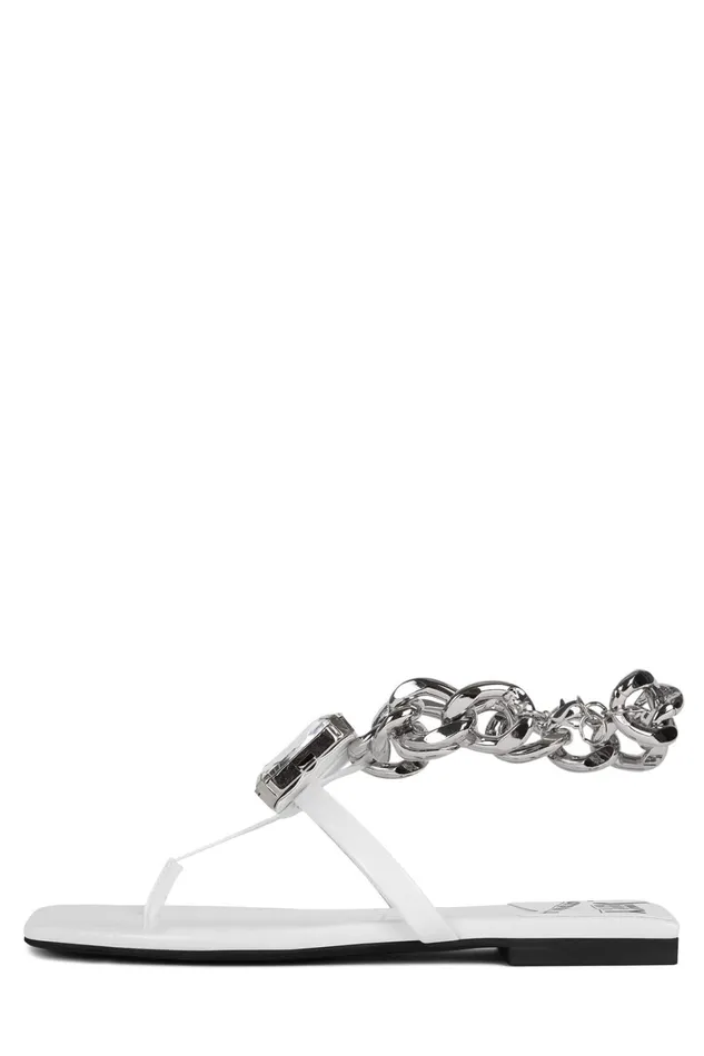 Women Flat Jeffrey Campbell RINGONIT White Patent Silver