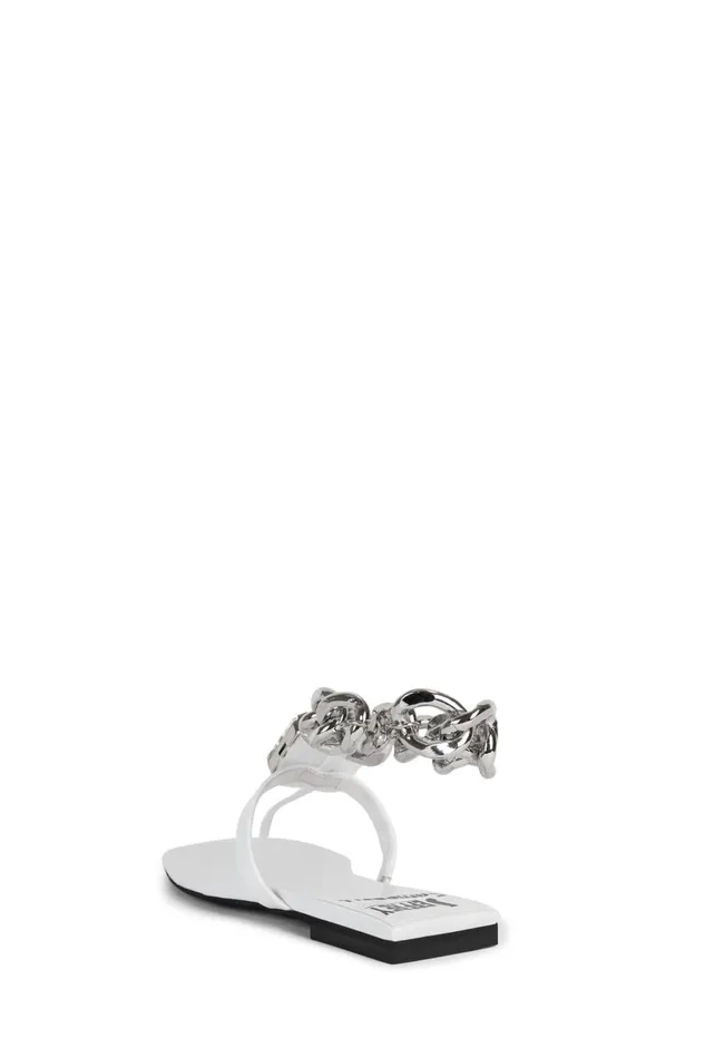 Women Flat Jeffrey Campbell RINGONIT White Patent Silver