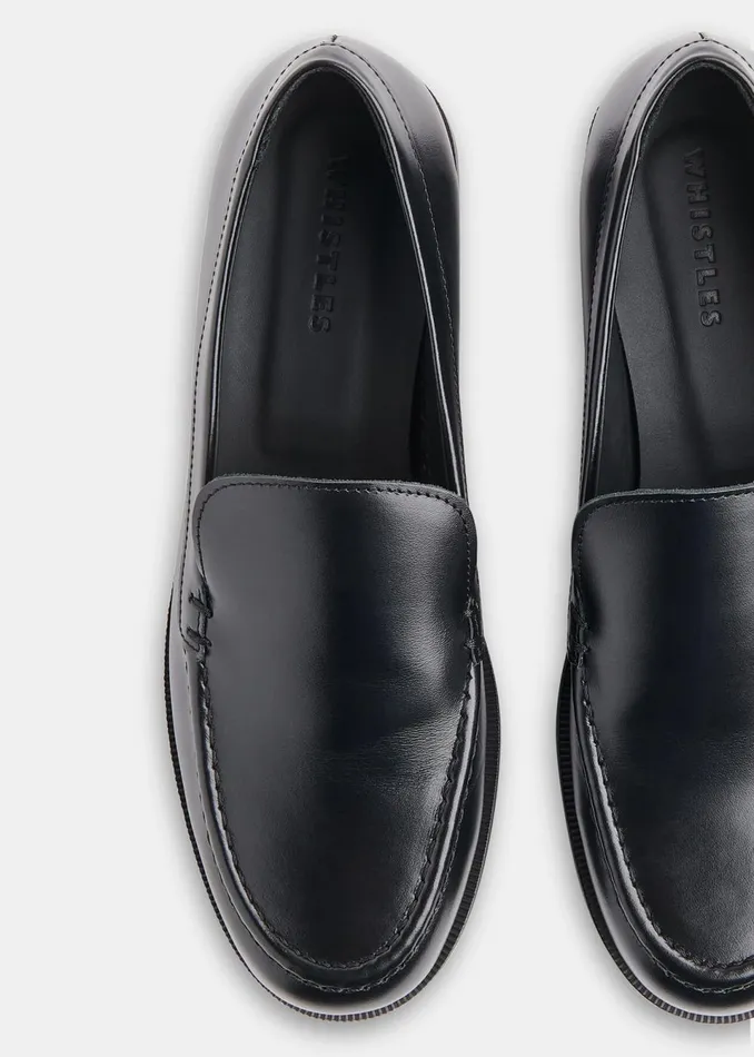 Women Flat Shoes Whistles Black Jovie Slim Patent Loafer