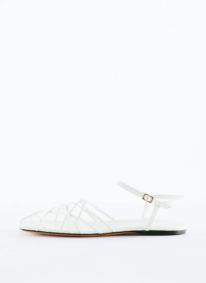 Women Flats Tibi Berneice Kidskin Sandal Optic White