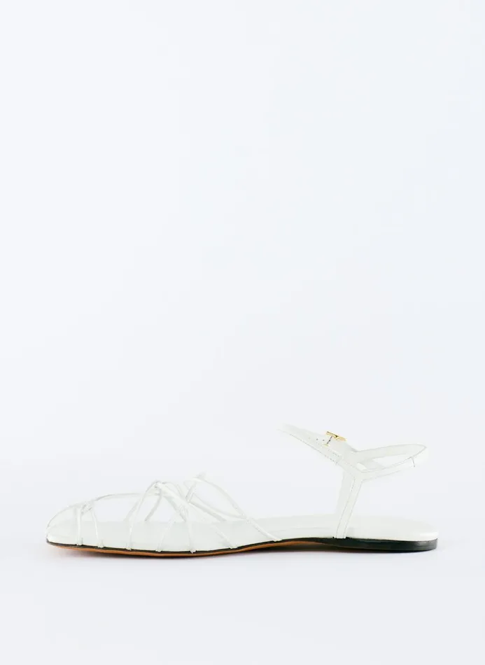 Women Flats Tibi Berneice Kidskin Sandal Optic White