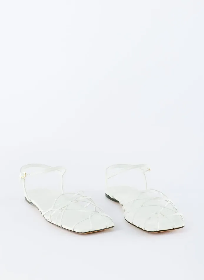 Women Flats Tibi Berneice Kidskin Sandal Optic White